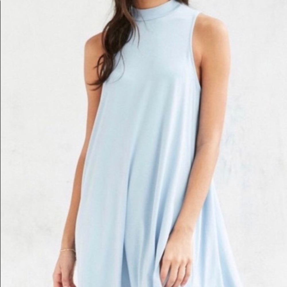 Silence & Noise Blue Mock Neck Sleeveless Dress